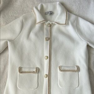 Love Tree Cream Girls' Decorative-Trim Button Coat